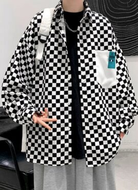 Black And White Checkered Button-Down Shirt | MJ - Astro