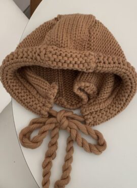 Brown Knitted Winter Tie Hat | Kai - EXO