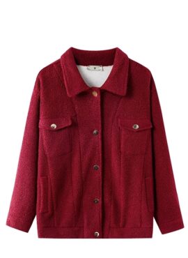 Red Woolen Button Up Jacket | Chanyeol - EXO