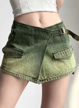 Green Asymmetrical Wrap Skirt | Rei - IVE