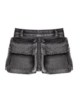 Grey Large Pockets Mini Denim Skirt | Solar - Mamamoo