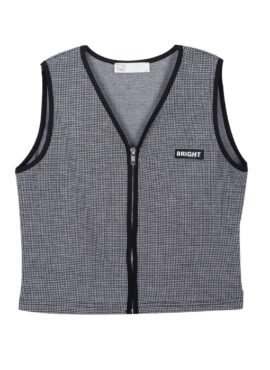 Grey Zip-Up Cropped Vest | Sieun - STAYC
