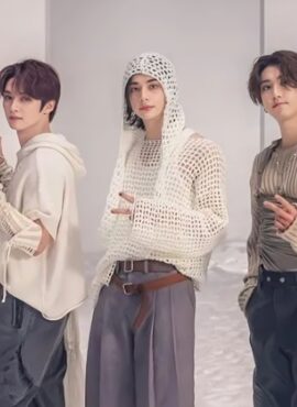 White Hollowed Fishnet Sweater | Hyunjin - Stray Kids