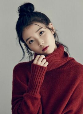 Red Turtleneck Knitted Sweater | IU
