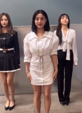 White Tie-Waist Shirt Dress | Jihyo - Twice