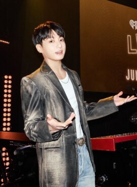 Grey Dyed Faux Leather Suit Jacket | Jungkook - BTS