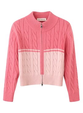 Pink Cable Knit Zip-Up Cardigan | Key - SHINee