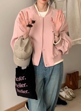 Light Pink Baseball Jacket | Bong Ye Bun - Behind Your Touch