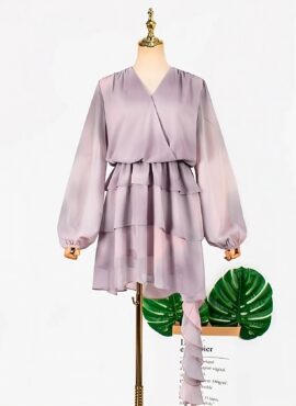 Lilac Ruffled Wrap Dress | Lee Ra El - Eve