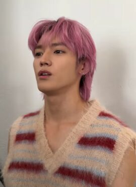Beige Striped Mohair Vest | Taeyong - NCT